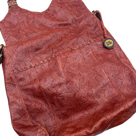 The Sak Brown Braided Boho Leather Foldover Adjustable Strap Medium Crossbody - Picture 3 of 15